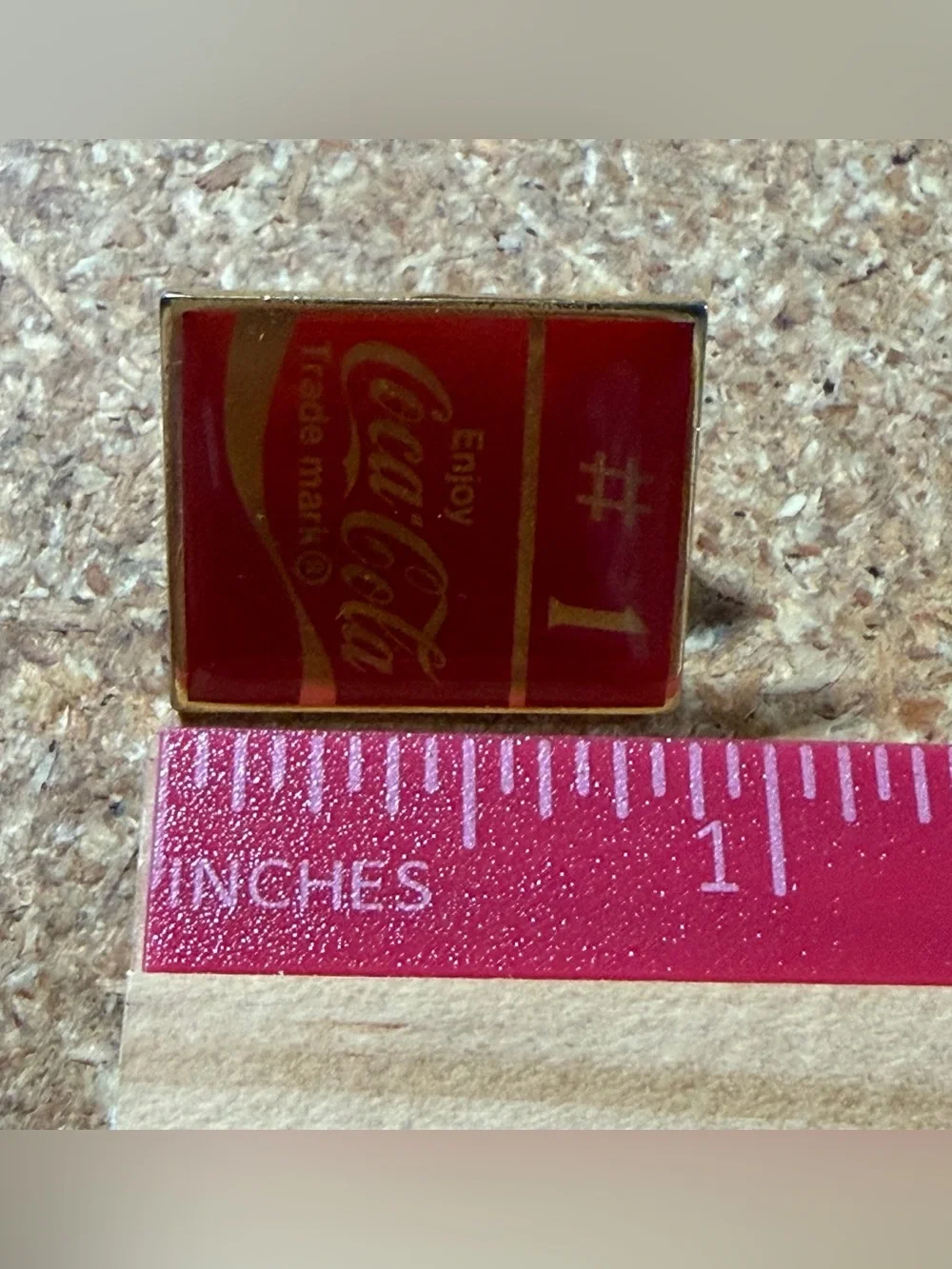 Vintage #1 Enjoy Coca-Cola Logo Red Gold Soda Collectible Enamel Lapel Hat Pin